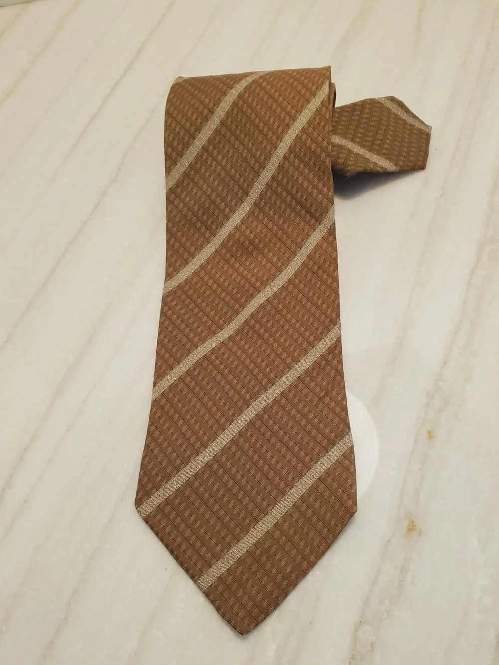 Giorgio Armani Silk Tie In Brown & Cream